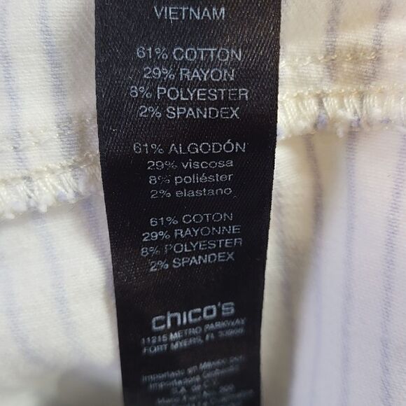 Chico's So Slimming Girlfriend Blue & White Striped Cropped Pants - Picture 12 of 12